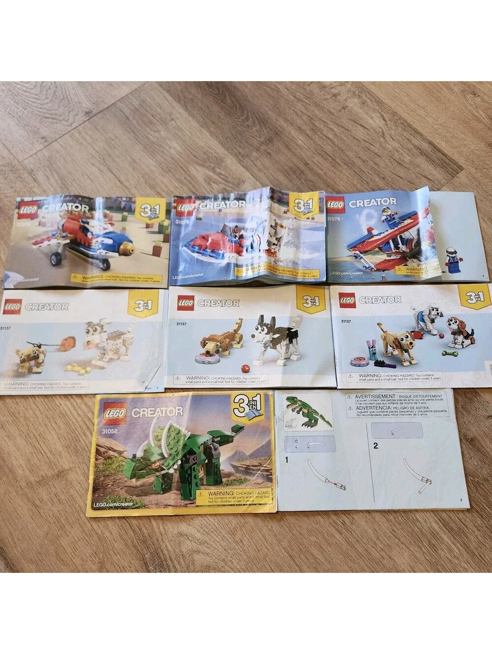 Lego Creator Manual Booklets Only 31076 Plane 31058 Dinosaur 31137 Dogs Lot of 8